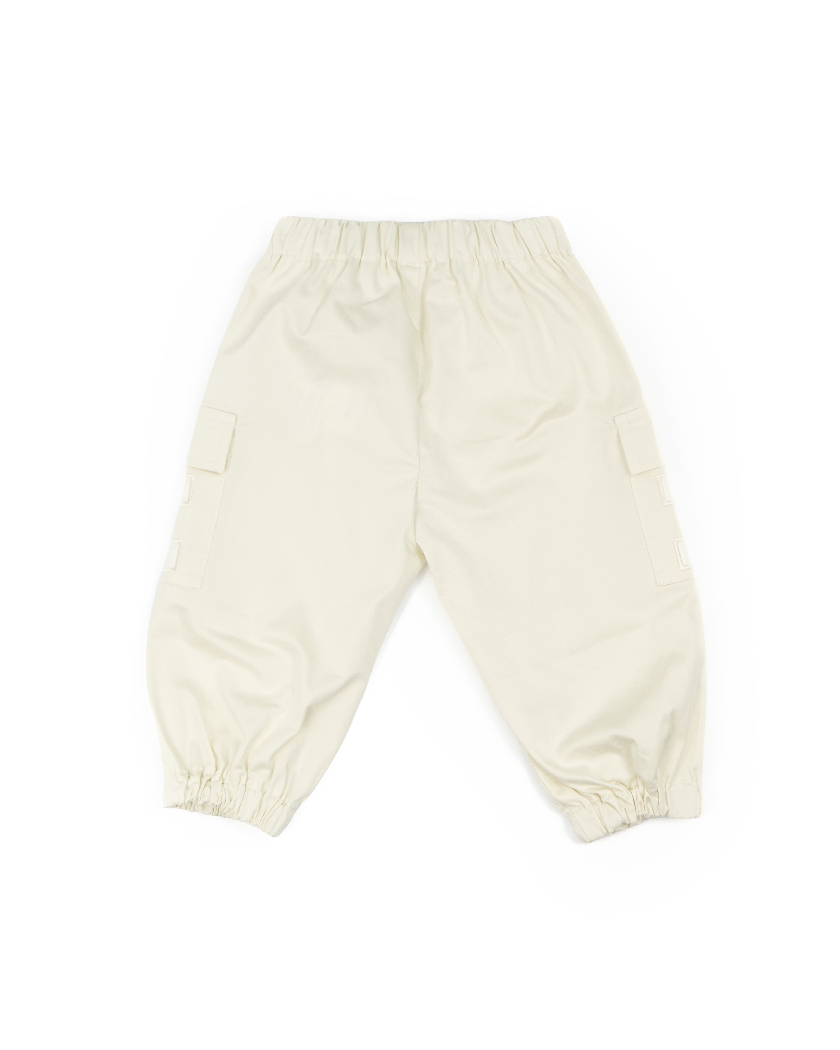 Elisabetta Franchi La Mia Bambina Pantalone Cargo Avorio in Satin per Neonate