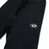 Diesel Kids Short in Felpa Nero con Logo Oval D Metallico per Bambini