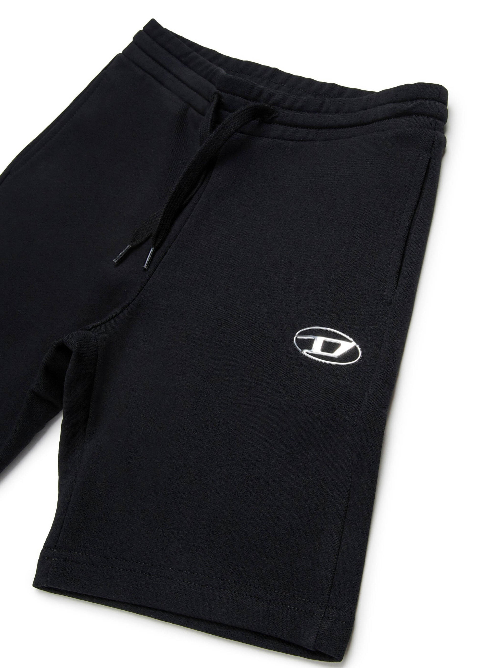 Diesel Kids Black Oval D Metallic Logo Sweatshirt Shorts for Kids