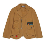 Dsquared2 Kids Giacca Marrone con Patch Logo e Tasconi Cargo Frontali