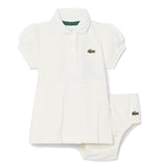 Lacoste Kids Abito Polo Panna con Logo per Neonate
