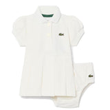 Lacoste Kids Abito Polo Panna con Logo per Neonate