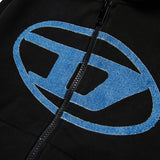 Diesel Kids Felpa Nero con Logo in Jeans per Bambini