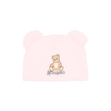 Moschino Kids Cappello Rosa con Stampa Logo Teddy per Neonate