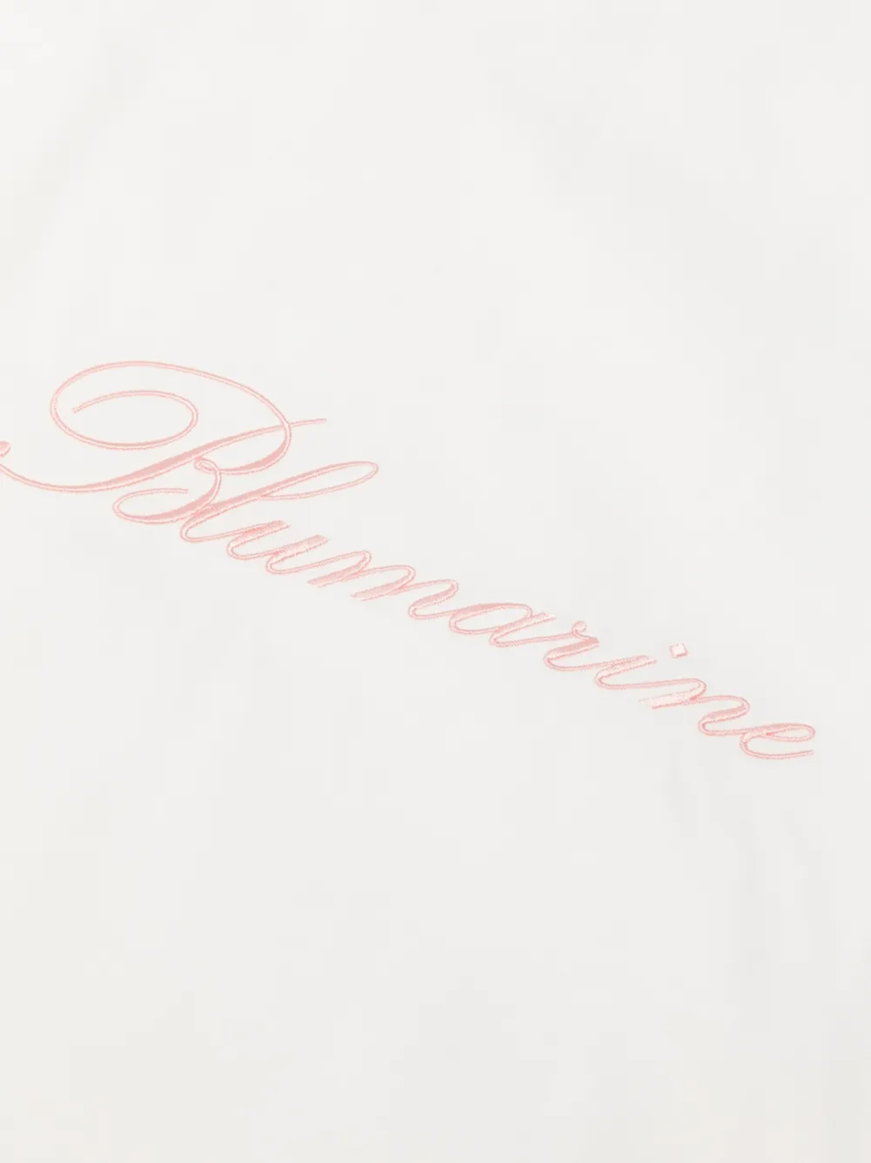 Blumarine Coperta Bianca con Logo Ricamato in Rosa per Neonate