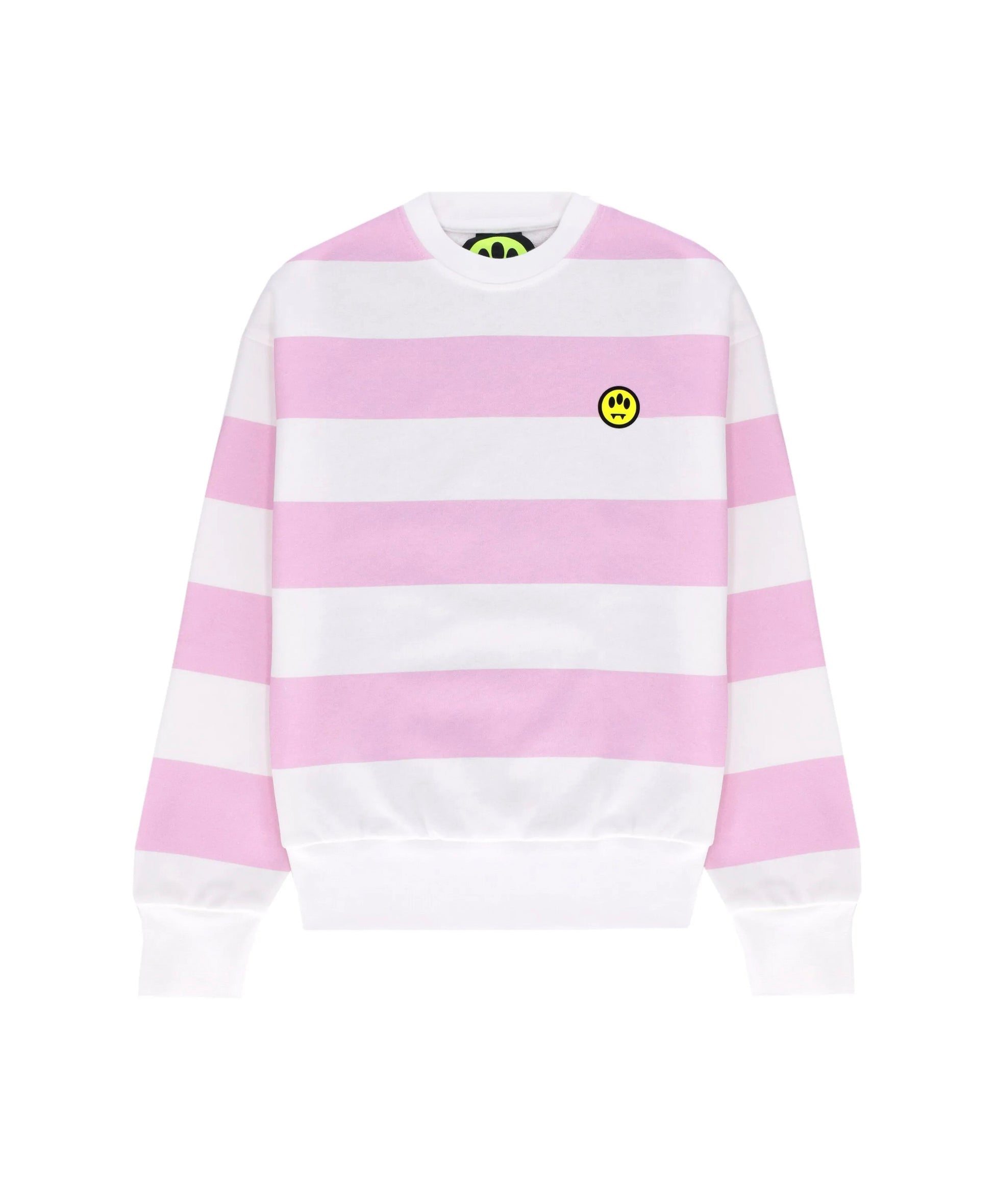 Barrow Kids Felpa a Righe Bianco/Rosa con Stampa per Bambine (fronte)