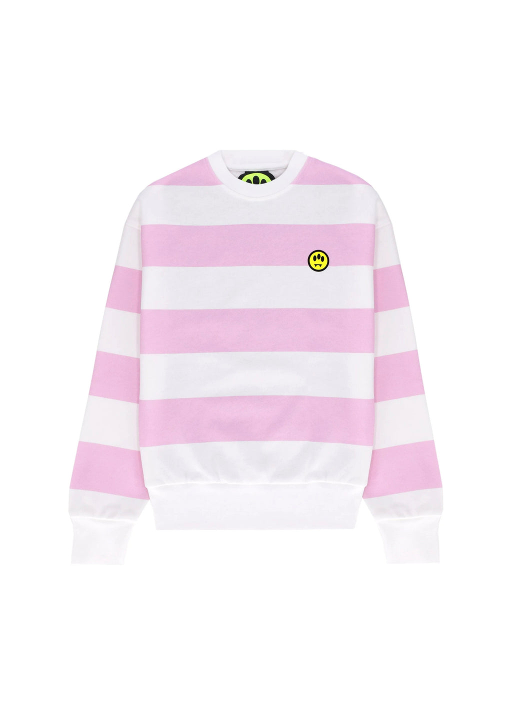 Barrow Kids Felpa a Righe Bianco/Rosa con Stampa per Bambine (fronte)