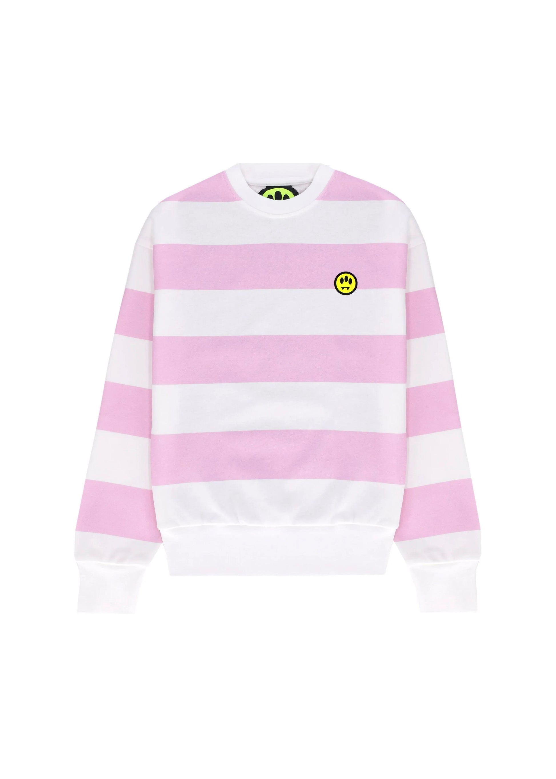 Barrow Kids Felpa a Righe Bianco/Rosa con Stampa per Bambine (fronte)