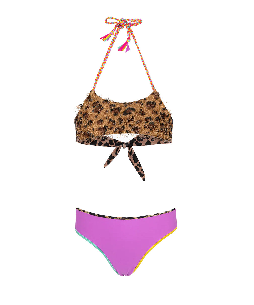 F**K Kids Costume a Fascia Fantasia Leopardato e Viola per Bambine