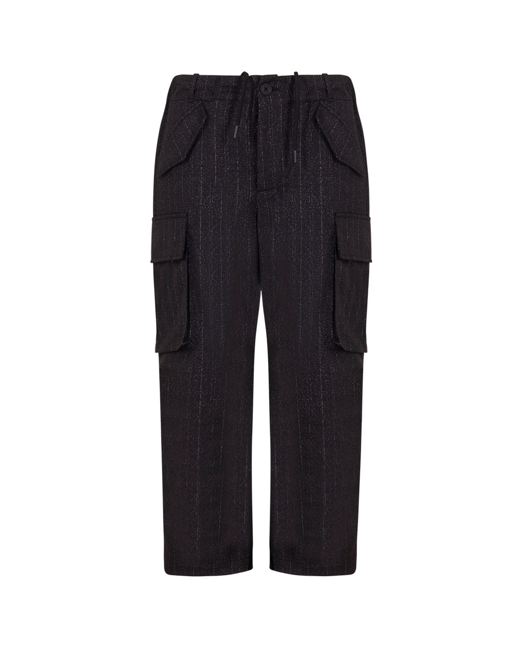 MSGM Kids Pantaloni Grigi Gessati con Tasche per Bambina