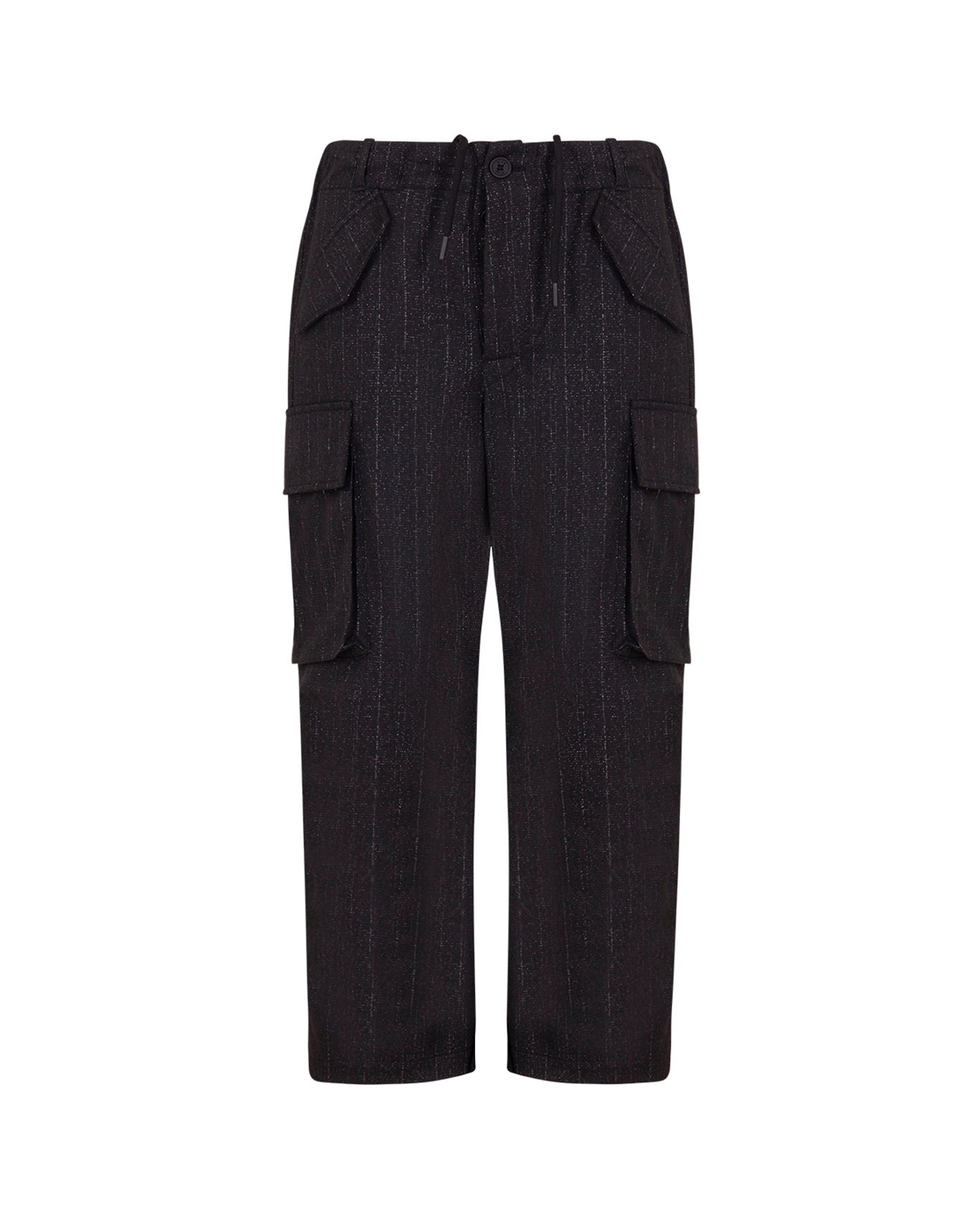 MSGM Kids Pantaloni Grigi Gessati con Tasche per Bambina