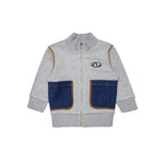 Diesel Kids Felpa con Cappuccio e Zip Grigia per Neonati