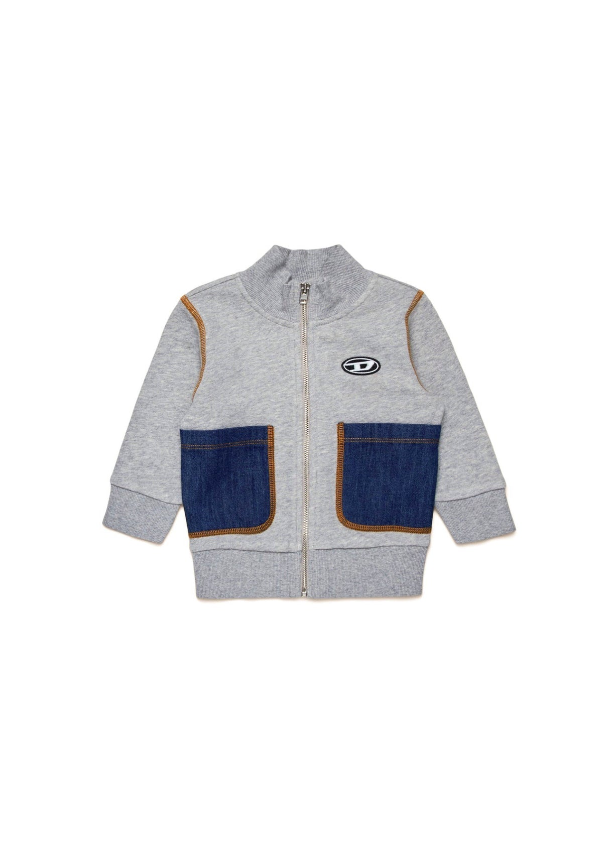 Diesel Kids Felpa con Cappuccio e Zip Grigia per Neonati