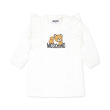 Moschino Kids Abito Panna con Stampa Teddy Bear con Ruches per Neonate