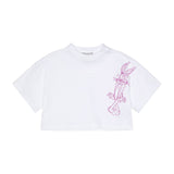 Iceberg Kids T-Shirt Bianco con Stampa Fucsia per Bambine