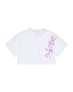 Iceberg Kids T-Shirt Bianco con Stampa Fucsia per Bambine