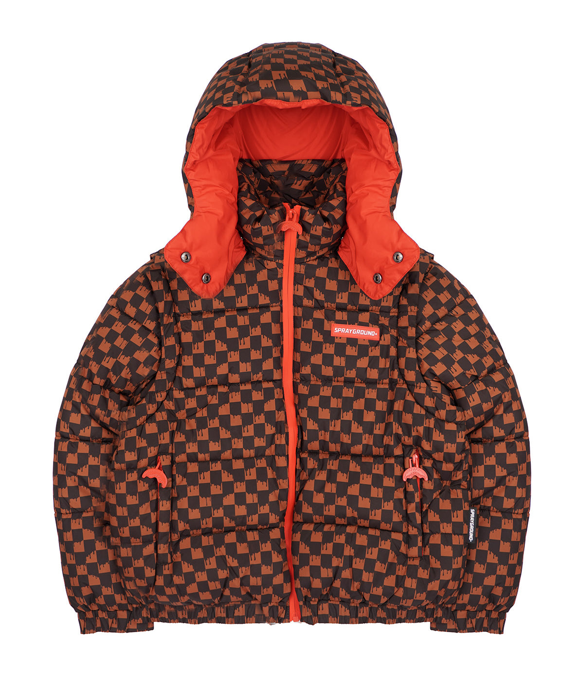 Sprayground Giubbino Puffer con Cappuccio Rimovibile e Logo Smile Retro per Bambini