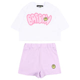 Barrow Kids Completo Bianco e Lilla con Stampa Rosa per Neonate