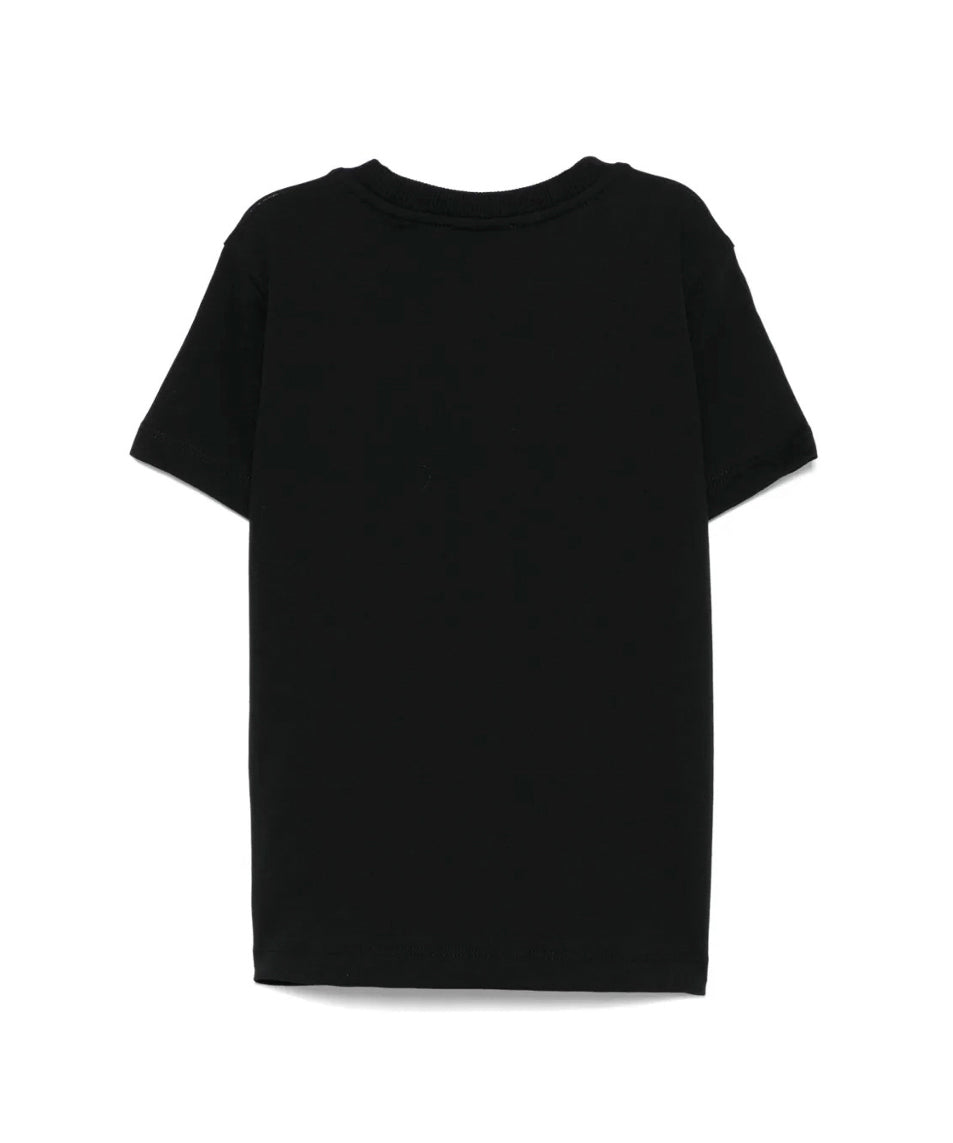 Moschino Kids T-Shirt Nera con Stampa Teddy per Bambini