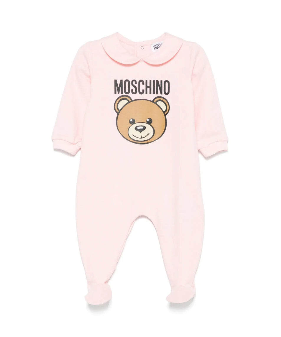 Moschino Kids Tutina Rosa con Logo Teddy Bear per Neonate