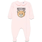 Moschino Kids Tutina Rosa con Logo Teddy Bear per Neonate