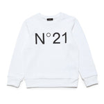 N°21 Kids Felpa Bianca Girocollo con Stampa