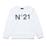 N°21 Kids Felpa Bianca Girocollo con Stampa