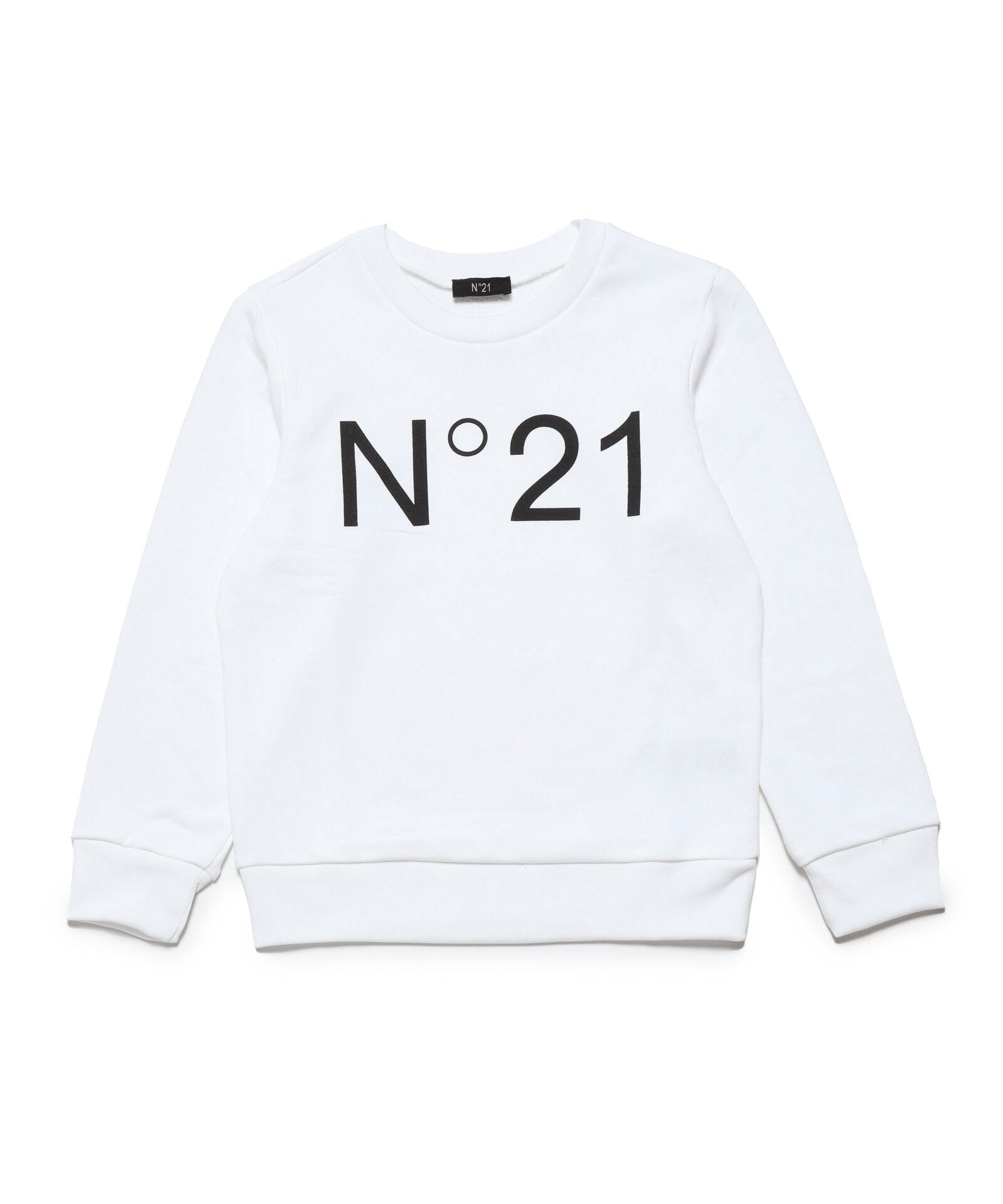 N°21 Kids Felpa Bianca Girocollo con Stampa