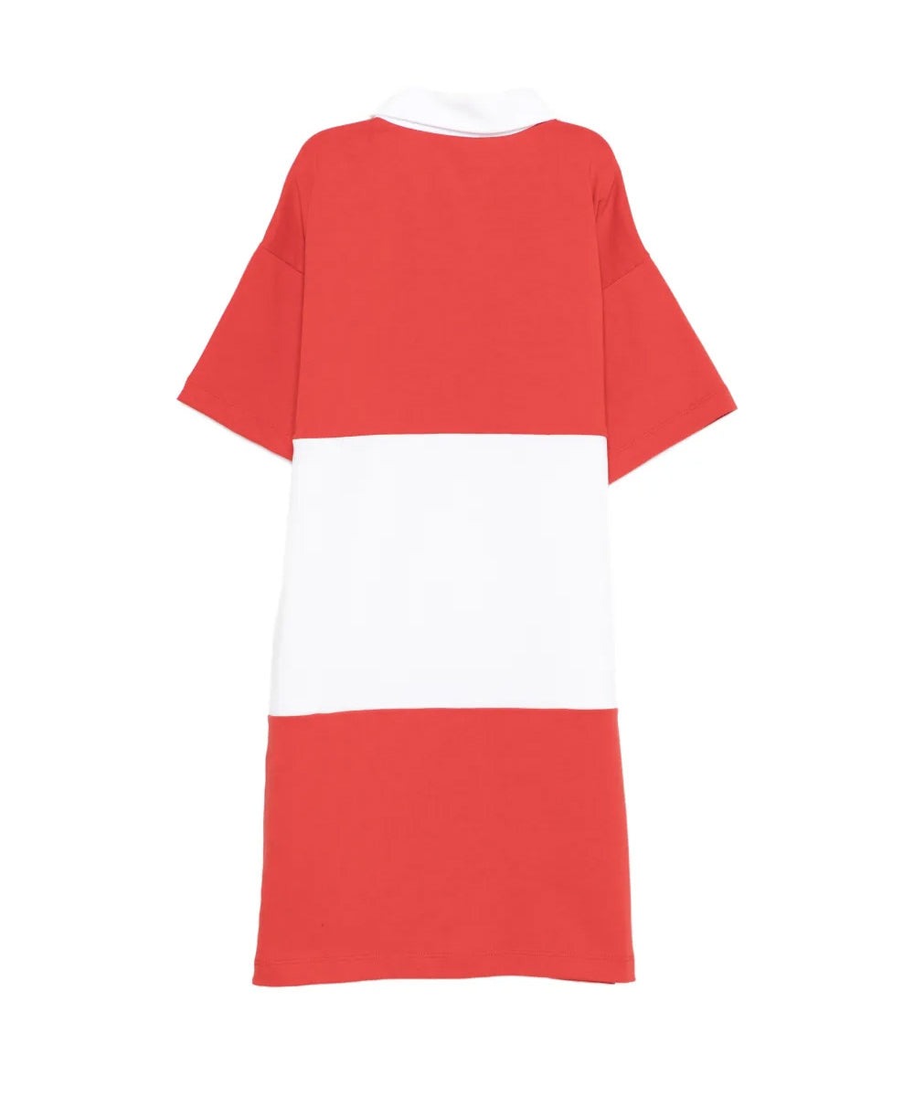 Moschino Kids Abito Rosso e Bianco con Logo per Bambine