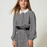 Twinset Kids Black Curled Belt with Logo Buckle for Girls