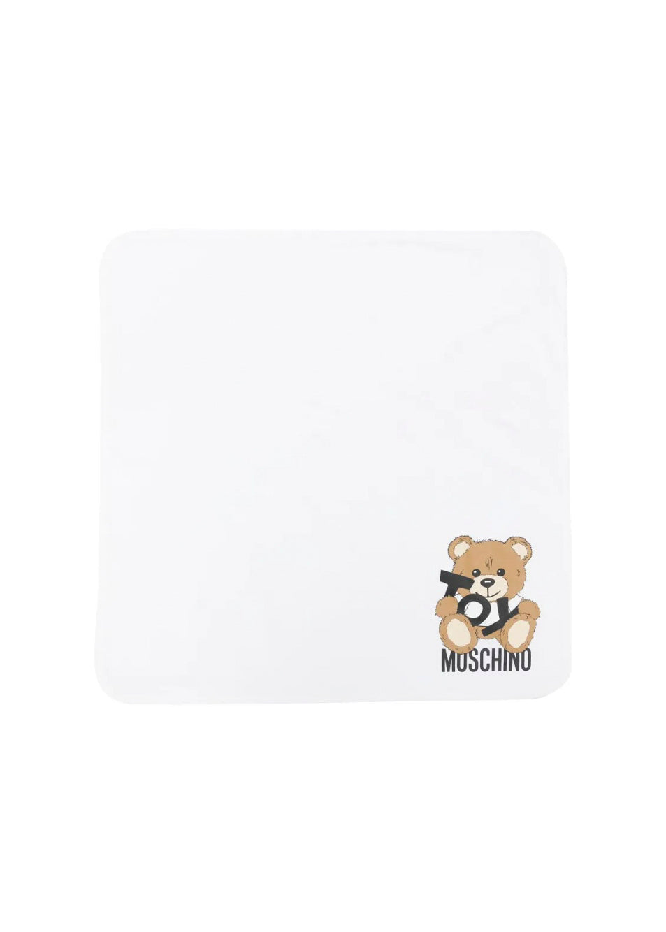 Moschino Kids Coperta Bianca con Stampa Toy per Neonati