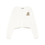 Moschino Kids Maglia Girocollo Crop Panna per Bambine
