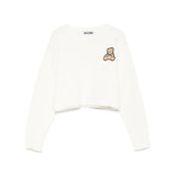 Moschino Kids Maglia Girocollo Crop Panna per Bambine