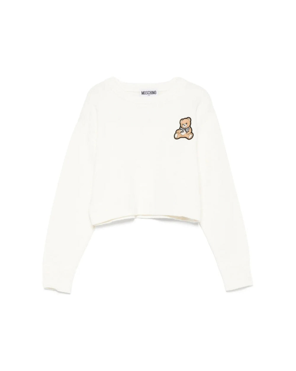 Moschino Kids Maglia Girocollo Crop Panna per Bambine