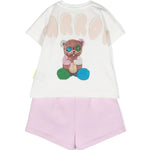 Barrow Kids Completo T-shirt e Short Bianco/Rosa per Neonate retro