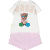 Barrow Kids Completo T-shirt e Short Bianco/Rosa per Neonate retro