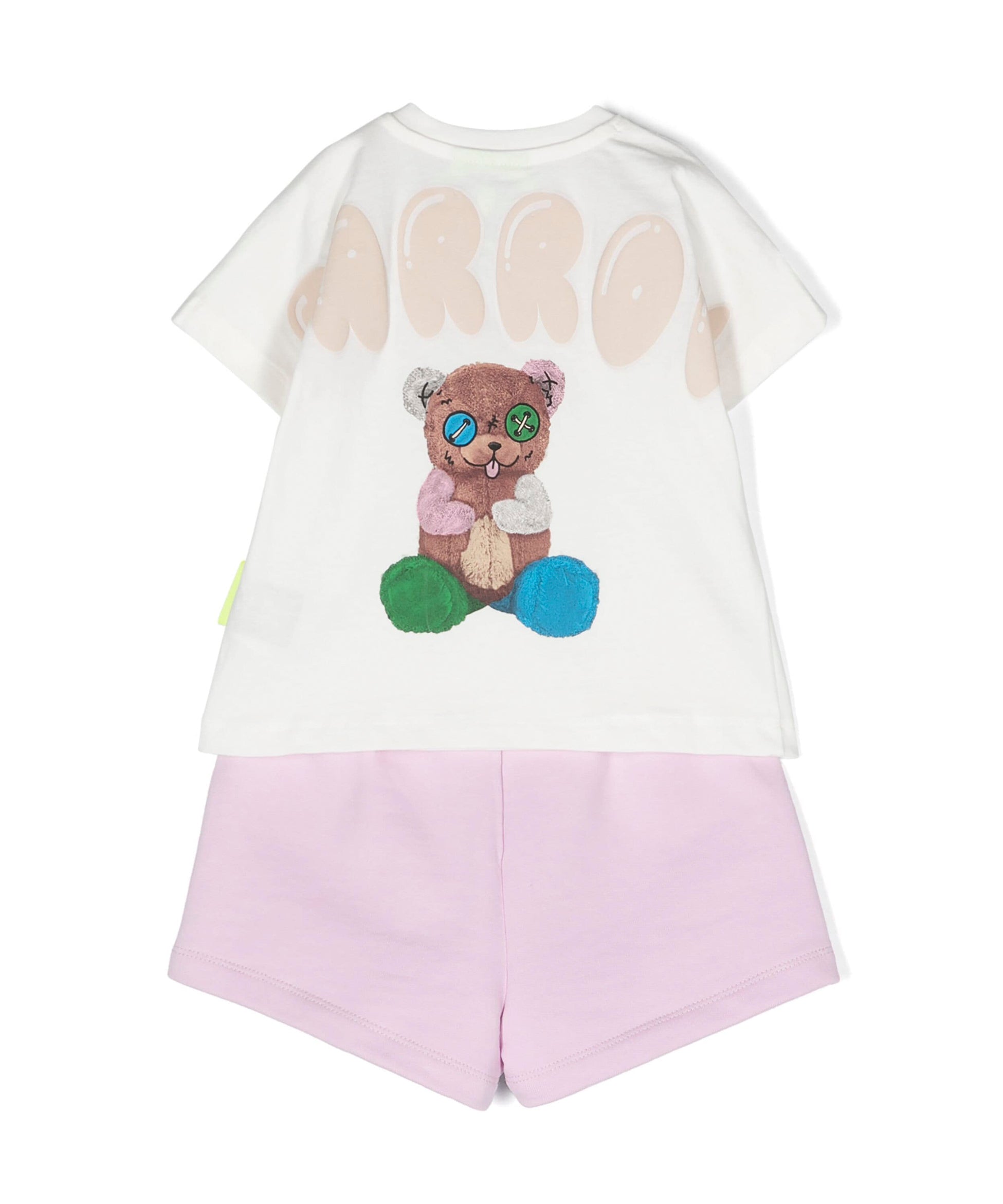 Barrow Kids Completo T-shirt e Short Bianco/Rosa per Neonate retro