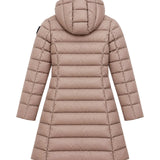 Blauer Kids Piumino Lungo Rosa Cipria con Cappuccio e Logo Gioiello per Bambine