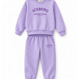 Iceberg Kids Completo Felpa Lilla con Stampa Logo per Neonate