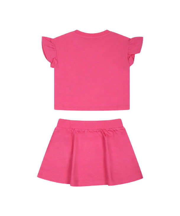 Moschino Kids T-shirt con Stampa con Gonna Fucsia per Neonate