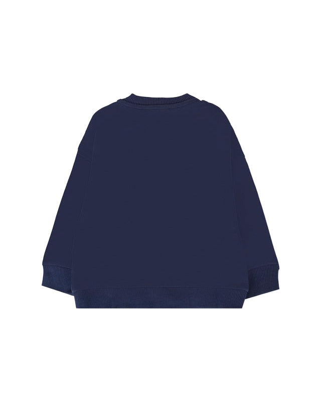Moschino Kids Felpa Girocollo Blu con Logo per Neonati