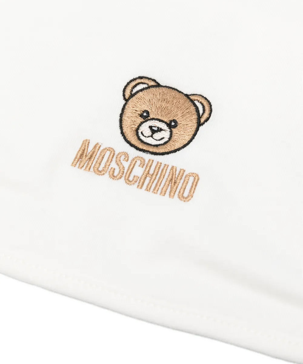 Moschino Kids Set Bavetta+Cappellino Panna per Neonati