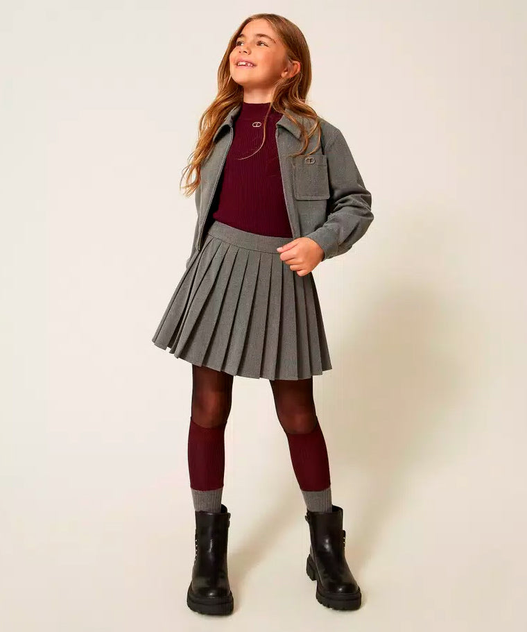 Twinset Kids Gonna Plisettata Grigia per Bambine