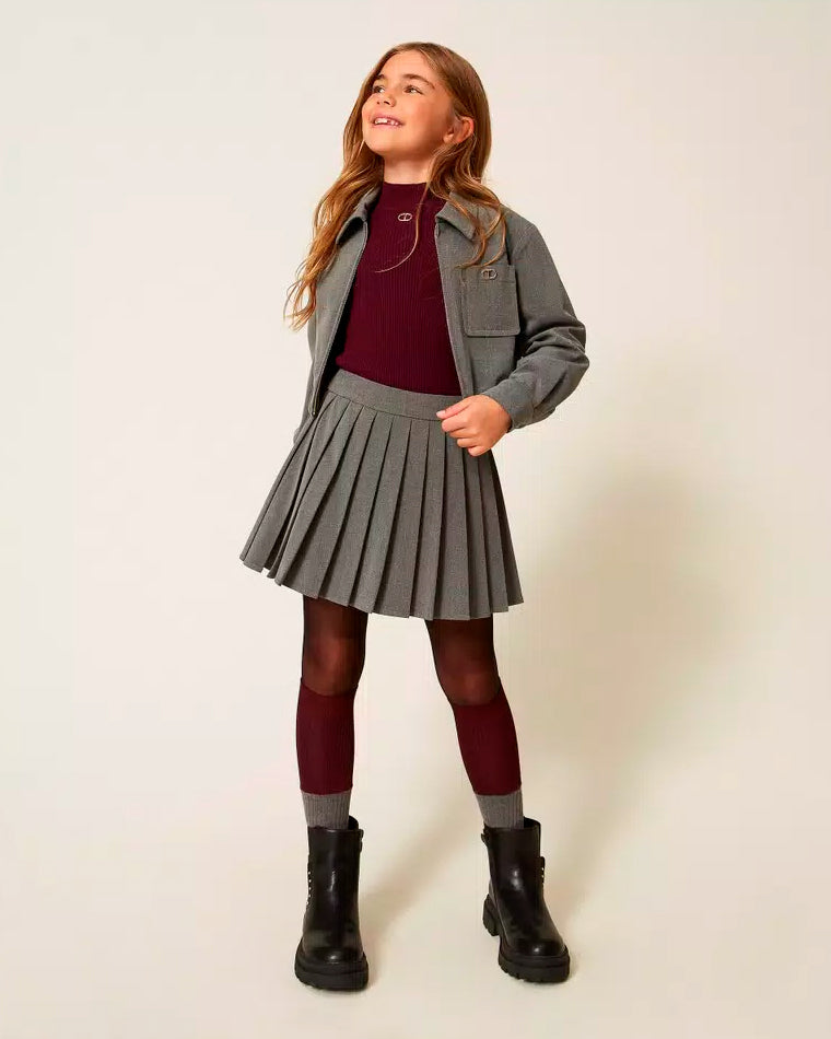 Twinset Kids Gonna Plisettata Grigia per Bambine