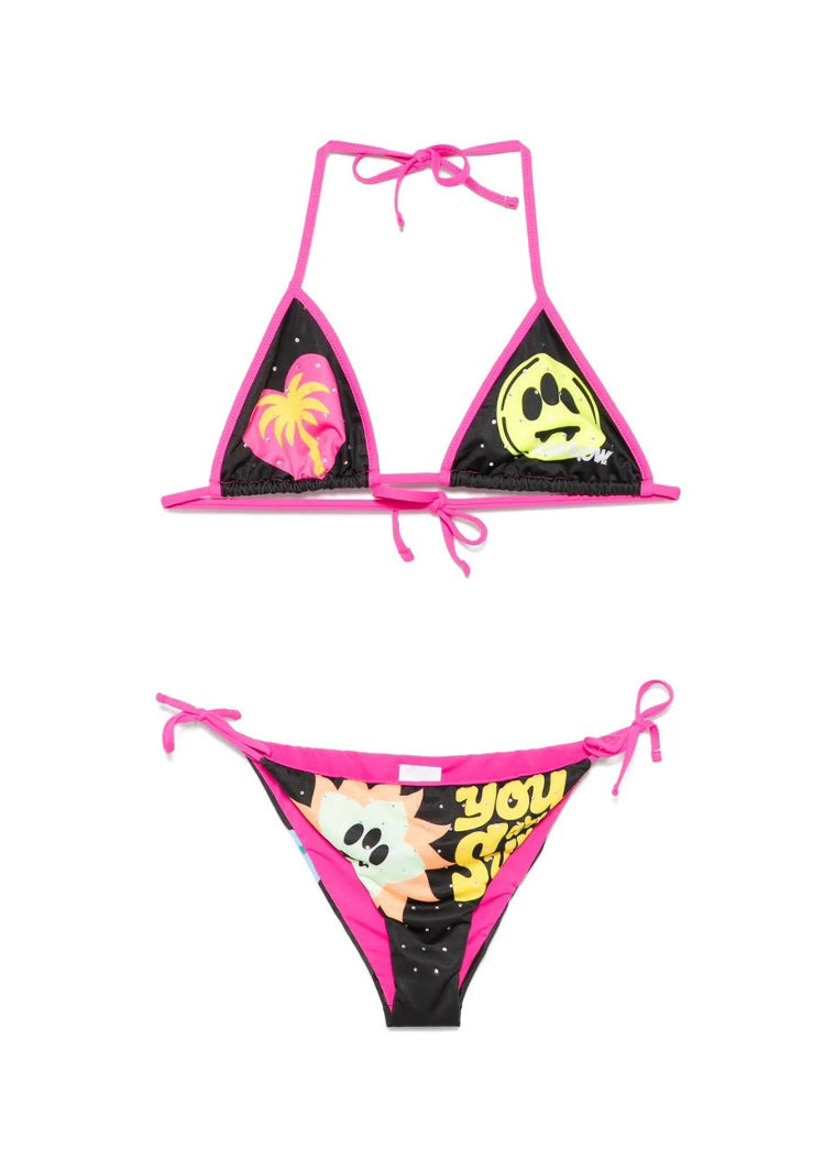 Barrow Kids Costume Bikini Nero con Stampa per Bambine