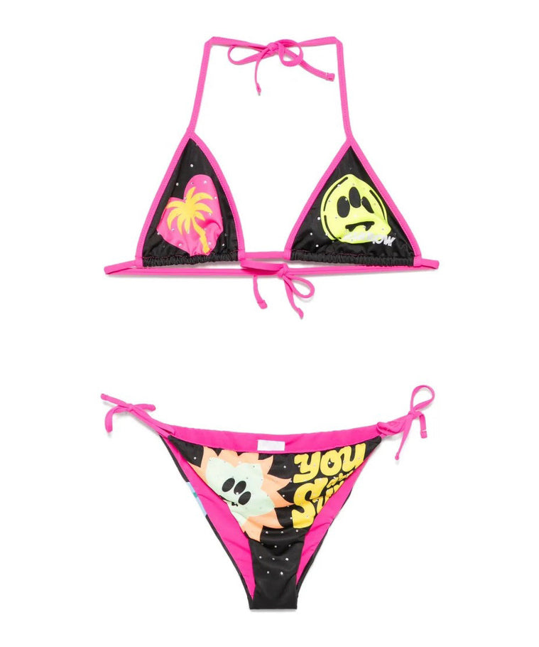 Barrow Kids Costume Bikini Nero con Stampa per Bambine