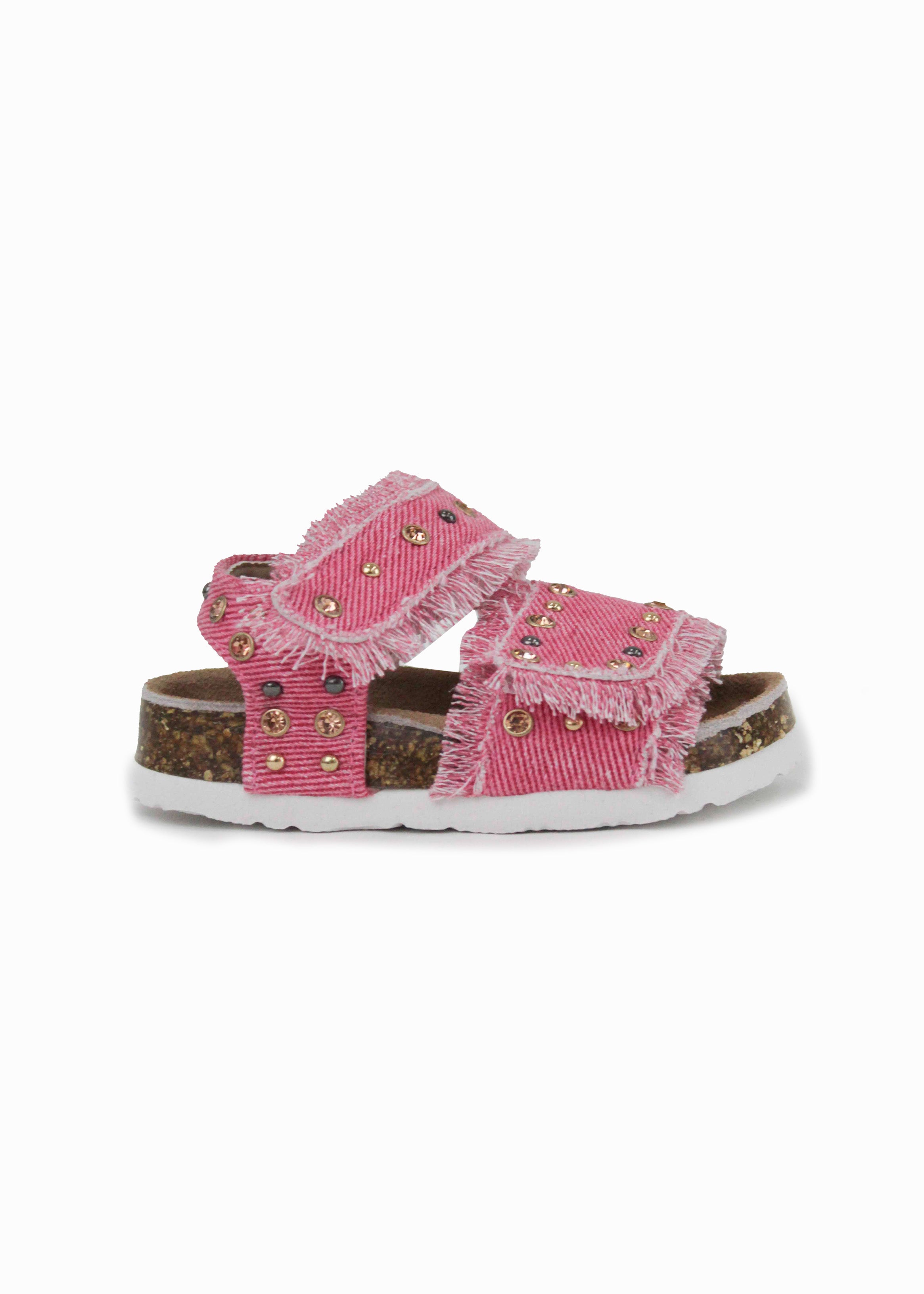 Colors of California Sandalo Denim Fucsia con Strass per Neonate