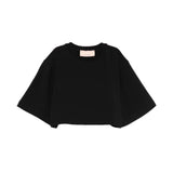 Elisabetta Franchi La Mia Bambina T-shirt Nera Cropped con Banda Logo per Bambine