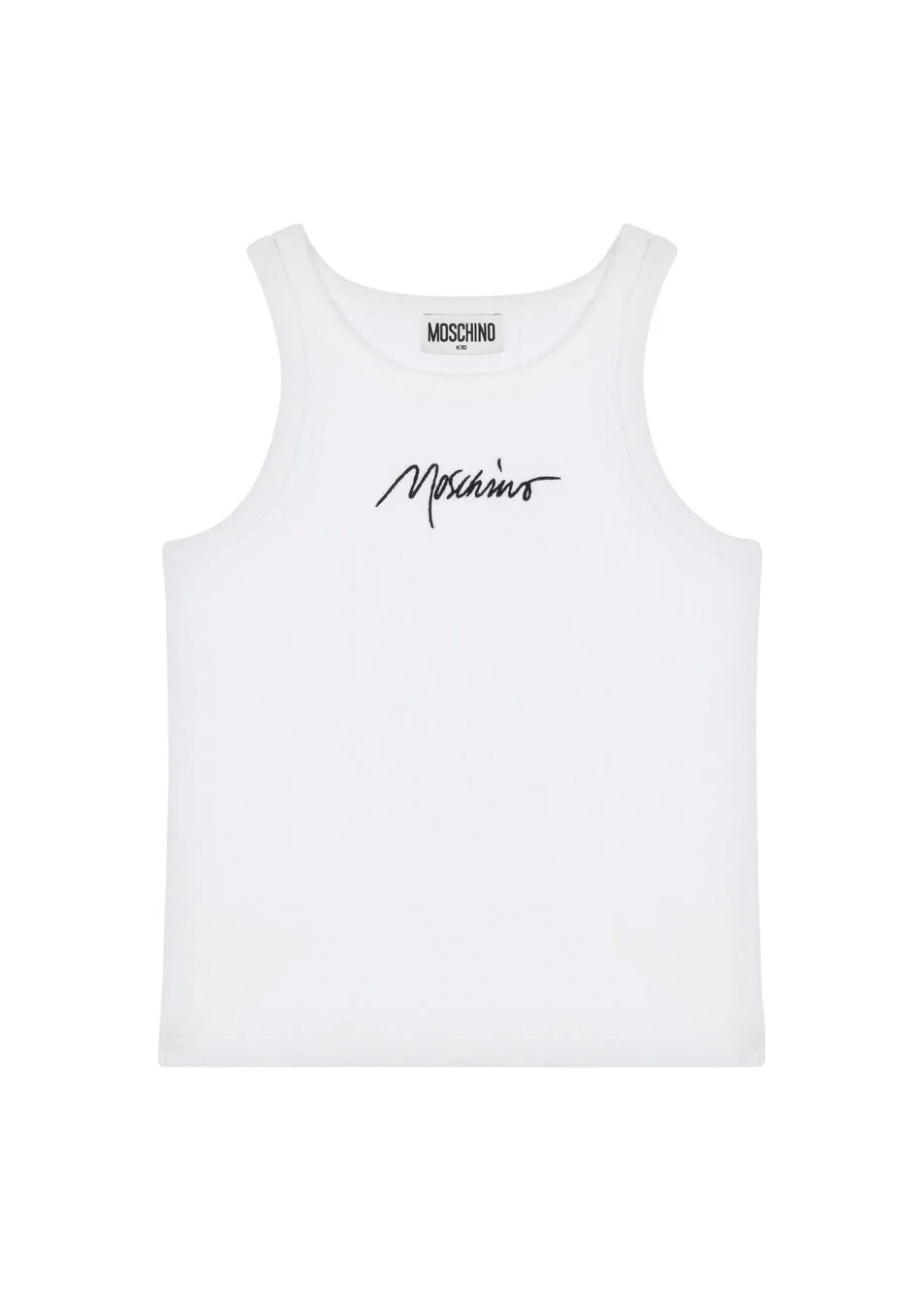 Moschino Kids Canotta Bianca con Ricamo Logo per Bambine
