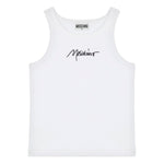 Moschino Kids Canotta Bianca con Ricamo Logo per Bambine